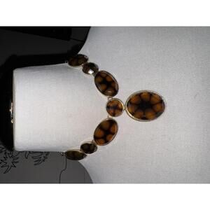 Monet Tortoise Shell Style Necklace with Gold Tone Setting